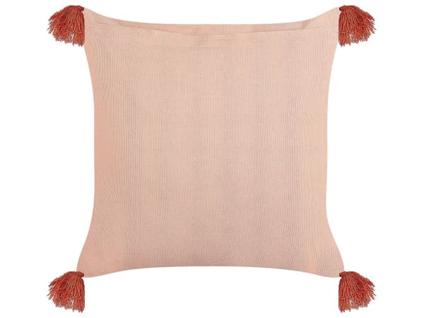 Prydnadskudde Rosa Sammet och Bomull 45 x 45 cm Blommigt Mönster Blocktryckt Bohemisk Dekor Tillbehör