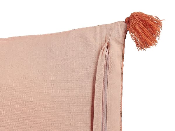 Prydnadskudde Rosa Sammet och Bomull 45 x 45 cm Blommigt Mönster Blocktryckt Bohemisk Dekor Tillbehör