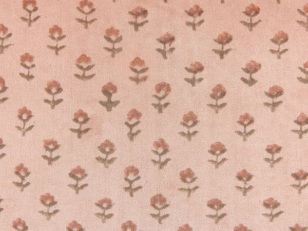 Prydnadskudde Rosa Sammet och Bomull 45 x 45 cm Blommigt Mönster Blocktryckt Bohemisk Dekor Tillbehör
