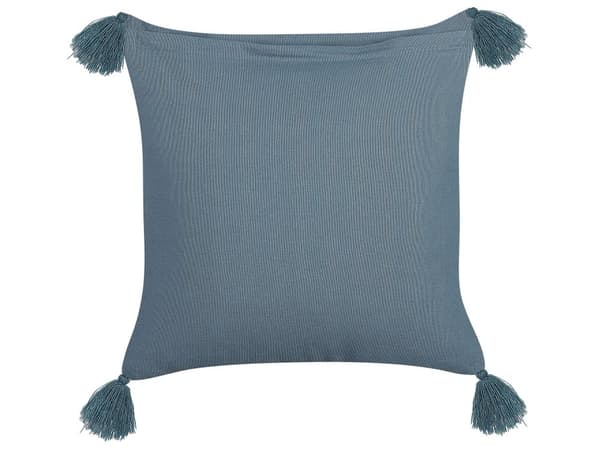 Prydnadskudde Mörkblå Sammet och Bomull 45 x 45 cm Blommigt Mönster Blocktryckt Bohemisk Dekor Tillbehör