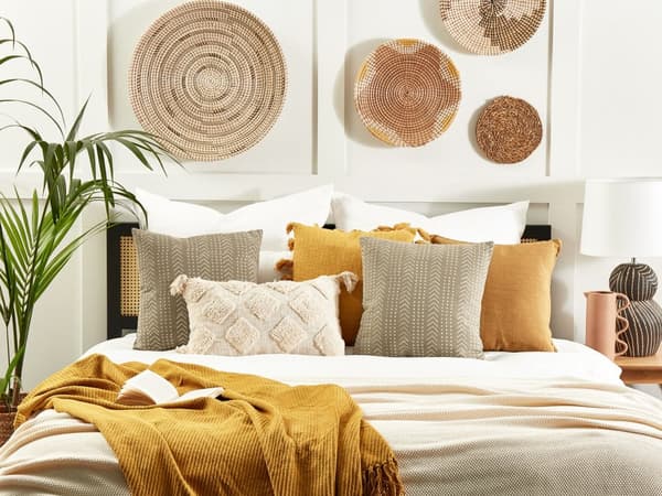 Prydnadskudde Grå Bomull 45 x 45 cm Geometriskt mönster Folietryck Boho Dekor Hemtillbehör