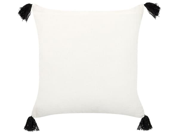 Prydnadskudde Vit och Svart Bomull 45 x 45 cm Geometriskt Mönster Folietryck Boho Dekor Hemtillbehör