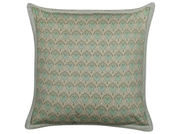 Prydnadskudde Grön Bomull 45 x 45 cm Bladmönster Avtagbart Överdrag Dragkedja Dekoration Hemtillbehör Sovrum Vardagsrum