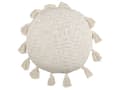 Miniatyrbild 4 av 7: Set med 2 Dekorativa Kuddar Beige Bomull 45 cm Rund med Tofsar Modern Bohemisk Dekor Tillbehör