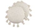 Miniatyrbild 1 av 7: Set med 2 Dekorativa Kuddar Beige Bomull 45 cm Rund med Tofsar Modern Bohemisk Dekor Tillbehör