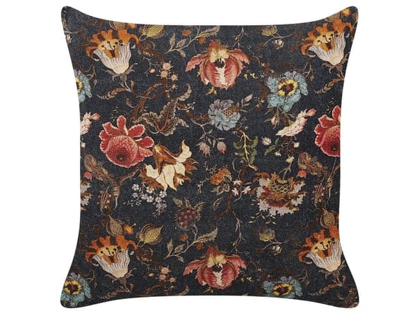 Set med 2 Dekorativa Kuddar Flerfärgad Bomull 45 x 45 cm Sammet Blommigt Motiv Fransar Modern Glamour Dekor