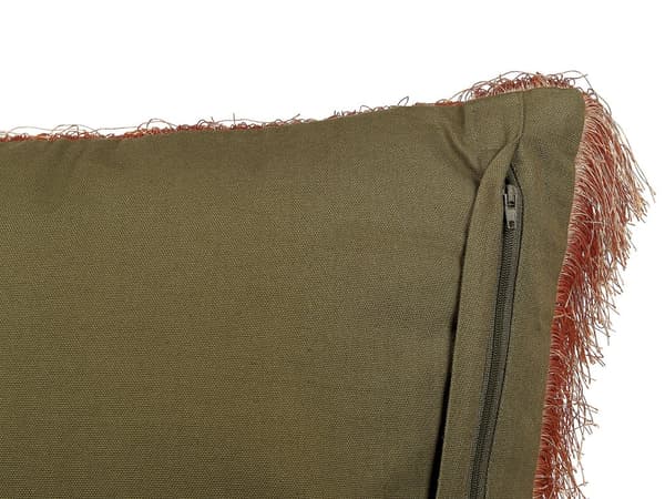 Set med 2 Dekorativa Kuddar Blå Orange Bomull 45 x 45 cm Sammet Blommigt Motiv Fransar Modern Glamour Dekor