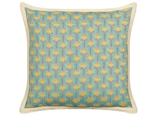 Prydnadskudde Bomull Blommönster 45 x 45 cm Passpoal Avtagbart Överdrag Dekoration Hemtillbehör