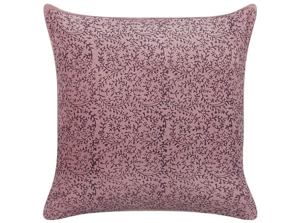 Pyntepute Rosa Fløyel 45 x 45 cm Blomstermotiv Blokkprint Dekorasjon Tilbehør Boho Stue Soverom