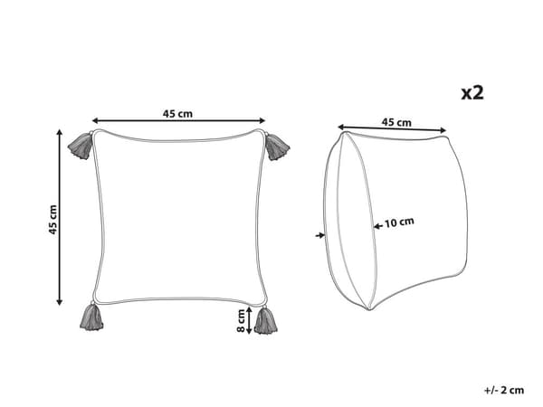 Set med 2 Prydnadskuddar Grön och Vit 45 x 45 cm Handblockstryck Avtagbara Fodral Dragkedja Bohemiskt Mönster