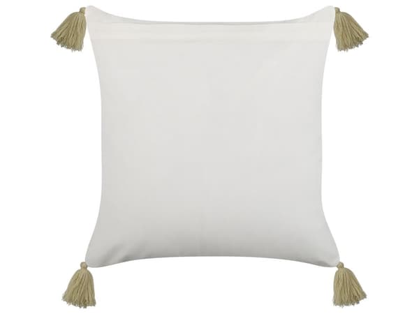 Set med 2 Prydnadskuddar Grön och Vit 45 x 45 cm Handblockstryck Avtagbara Fodral Dragkedja Bohemiskt Mönster