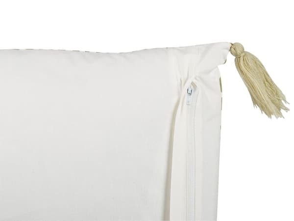 Prydnadskudde Grön och Vit 45 x 45 cm Handblockstryck Avtagbart Fodral Dragkedja Bohemiskt Mönster