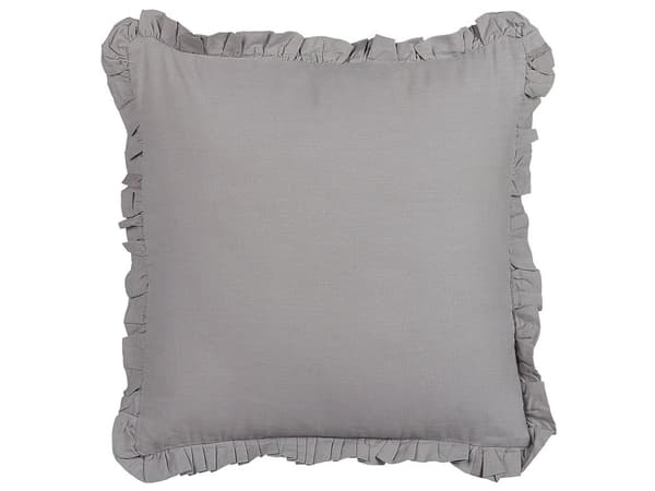 Set med 2 Dekorativa Kuddar Grå Linne 45 x 45 cm Helfärgad Fransar Hemdekoration