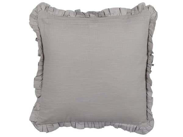 Set med 2 Dekorativa Kuddar Grå Linne 45 x 45 cm Helfärgad Fransar Hemdekoration