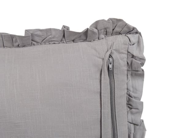 Set med 2 Dekorativa Kuddar Grå Linne 45 x 45 cm Helfärgad Fransar Hemdekoration