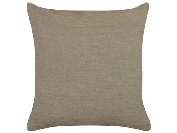 Set med 2 Dekorativa Kuddar Taupe Linne 45 x 45 cm Helfärgade Fransar Hemdekoration