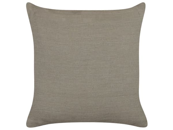 Set med 2 Dekorativa Kuddar Taupe Linne 45 x 45 cm Helfärgade Fransar Hemdekoration