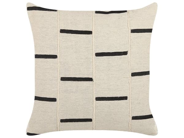 Sett med 2 Pynteputer Beige Svart Bomull 45 x 45 cm Geometrisk Mønster Blokktrykt Boho Dekortilbehør Glidelås