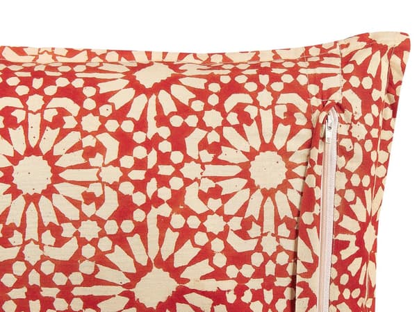 Sett med 2 pynteputer Rød Bomull 45 x 45 cm Geometrisk mønster Tradisjonelt design Tilbehør Dekorasjon Stue Soverom