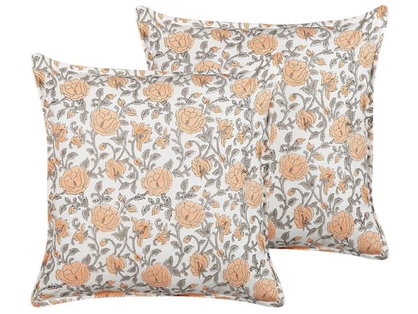 Sett med 2 pynteputer Flerfarget Bomull 45 x 45 cm Blomstermønster Roser Tilbehør Dekorasjon