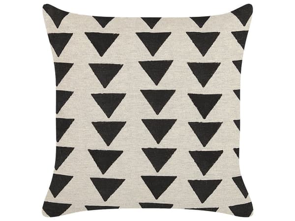 Sett med 2 Pynteputer Beige Svart Bomull 45 x 45 cm Geometrisk Mønster Blokktrykt Boho Dekortilbehør Glidelås