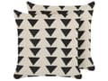 Miniatyrbilde 1 av 7: Sett med 2 Pynteputer Beige Svart Bomull 45 x 45 cm Geometrisk Mønster Blokktrykt Boho Dekortilbehør Glidelås