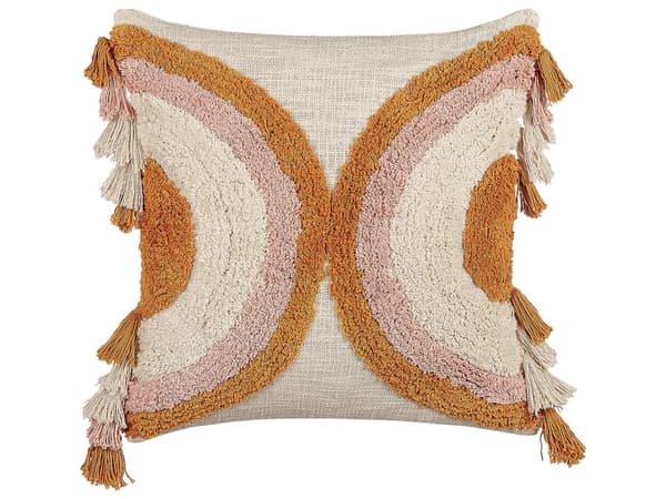 Set med 2 Prydnadskuddar Flerfärgad Bomull 45 x 45 cm Geometriskt Mönster Tofsar Avtagbart Överdrag med Fyllning Boho Stil
