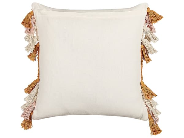 Set med 2 Prydnadskuddar Flerfärgad Bomull 45 x 45 cm Geometriskt Mönster Tofsar Avtagbart Överdrag med Fyllning Boho Stil