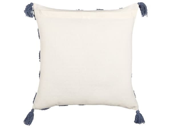 Sett med 2 Pynteputer Beige Blå Bomull 45 x 45 cm Geometrisk Mønster Blokktrykt Boho Dekortilbehør
