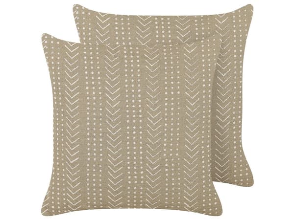 Sett med 2 Pynteputer Grå Bomull 45 x 45 cm Geometrisk Mønster Folietrykk Boho Dekortilbehør