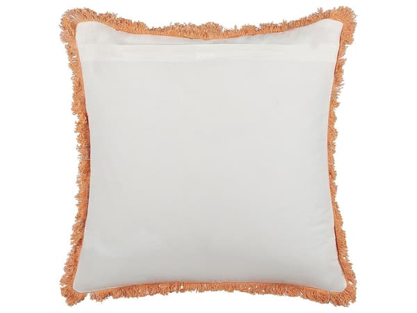 Sett med 2 Pynteputer Hvit Oransje Bomull 45 x 45 cm Geometrisk Mønster Blokktrykt Boho Dekortilbehør