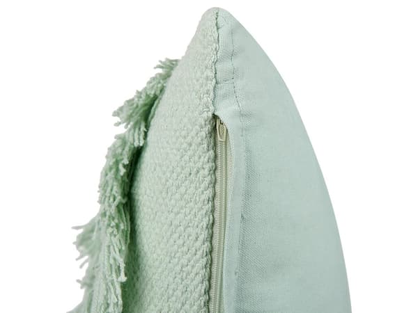 Dekorationskudde Ljusgrön Bomull 45 x 45 cm med Tofsar Bohemisk Design Dekor Tillbehör