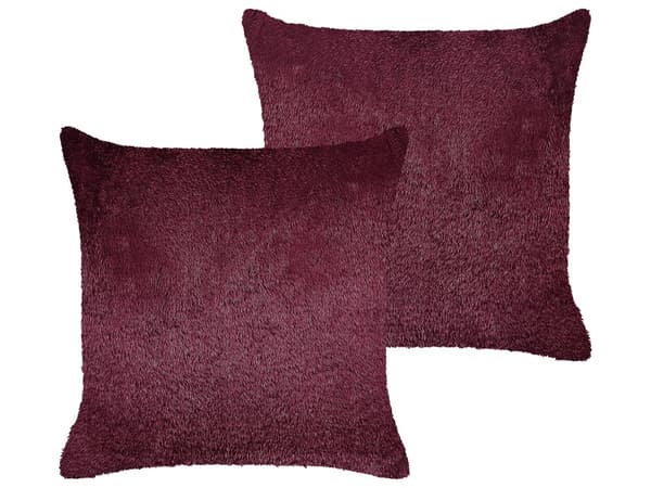 Set med 2 Dekorativa Kuddar Vinröd Polyester 45 x 45 cm Bohemisk Design Dekor Tillbehör