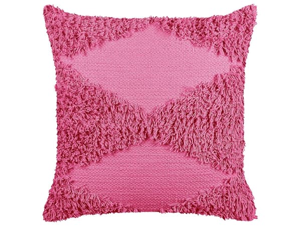 Set med 2 Dekorativa Kuddar Rosa Bomull 45 x 45 cm Geometriskt Mönster Bohemisk Dekor Tillbehör