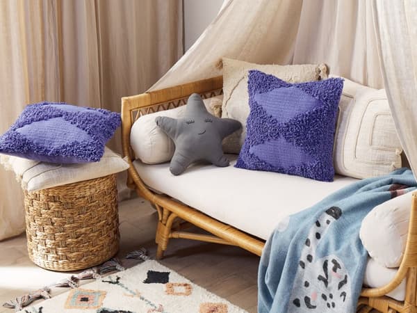 Set med 2 Dekorativa Kuddar Lila Bomull 45 x 45 cm Geometriskt Mönster Bohemisk Dekor Tillbehör
