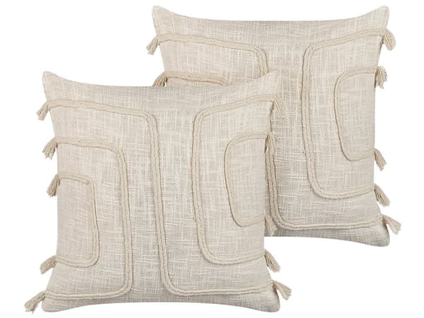 Sett med 2 pynteputer Beige Bomull 45 x 45 cm Abstrakt design Moderne Tilbehør Dekorasjon Innredning Stue Soverom