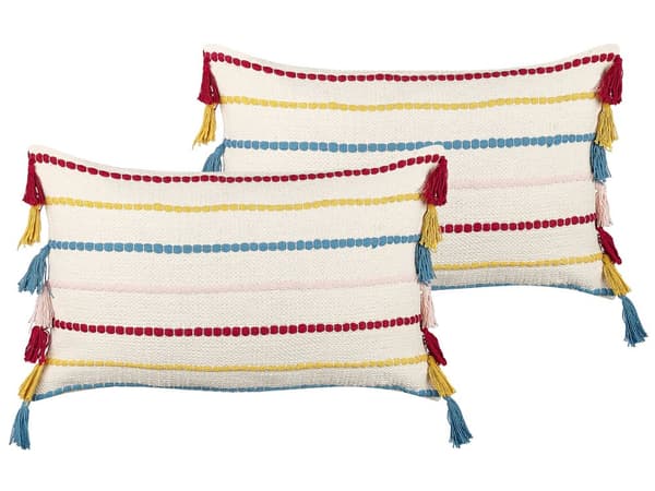 Sett med 2 Pynteputer Flerfarget Bomull 40 x 60 cm Stripete mønster Retro Vintage Tilbehør