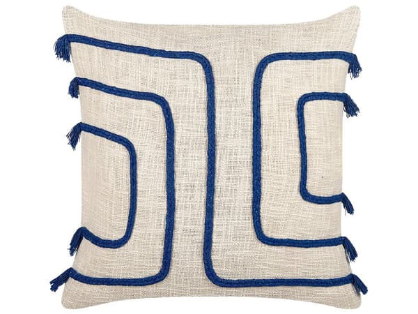 Sett med 2 pynteputer Beige Marineblå Bomull 45 x 45 cm Abstrakt design Moderne Tilbehør Dekorasjon Innredning Stue Soverom