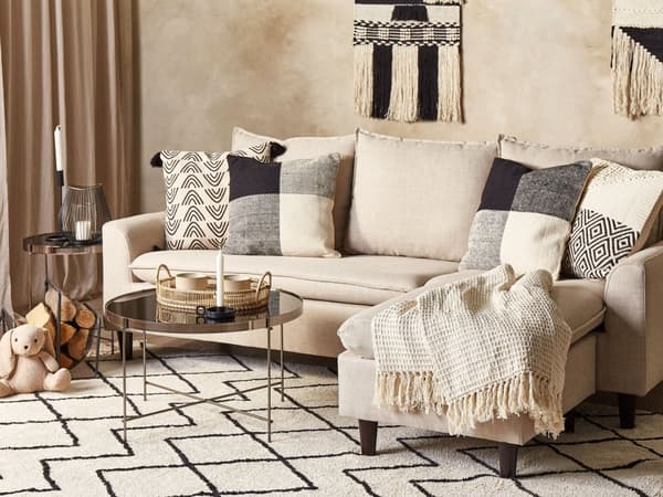 Set med 2 Prydnadskuddar Svart Beige Bomull Patchwork 45 x 45 cm Modern Traditionell Dekor