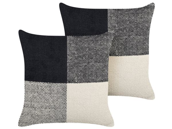 Set med 2 Prydnadskuddar Svart Beige Bomull Patchwork 45 x 45 cm Modern Traditionell Dekor