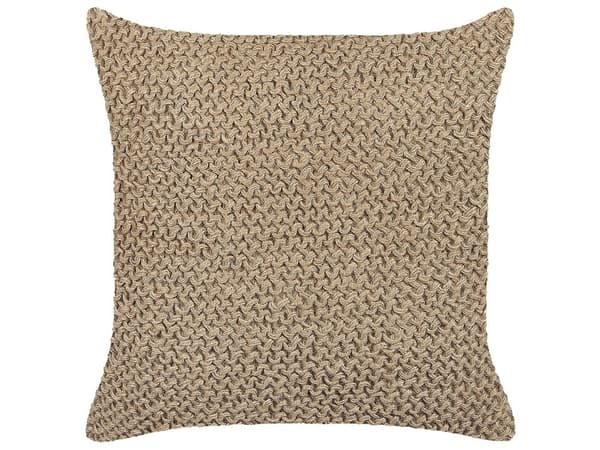 Sett med 2 pynteputer Beige Jute 45 x 45 cm Håndlaget Flettet Avtakbart trekk Bohemsk stil Dekorasjon