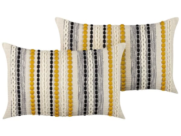 Set med 2 Prydnadskuddar Flerfärgad Bomull 40 x 60 cm Kraftig Fyllning Modern Boho Hemtillbehör Textilier Vardagsrum Sovrum
