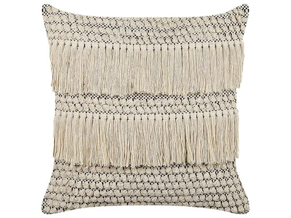 Sett med 2 pynteputer Beige Bomull 45 x 45 cm Frynser Boho Dekorasjon Tilbehør Stue Soverom