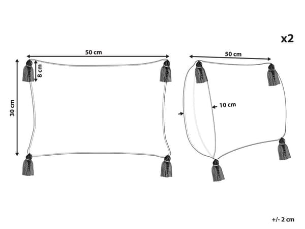 Sett med 2 Pynteputer Rød Hvit Bomull 30 x 50 cm Geometrisk Mønster Håndvevde Avtakbare Trekk Orientalsk