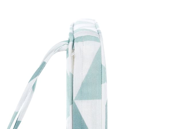 Sett med 2 utendørs sitteputer Blå Hvit 37 x 34 cm Geometrisk mønster Snor til å feste UV-bestandig Utemøbler Uteplass