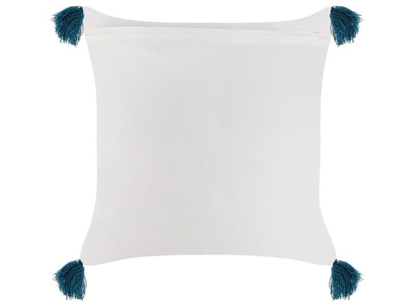 Dekorativ Pute Hvit Blå Bomull 45 x 45 cm Geometrisk Mønster Blokktrykt Boho