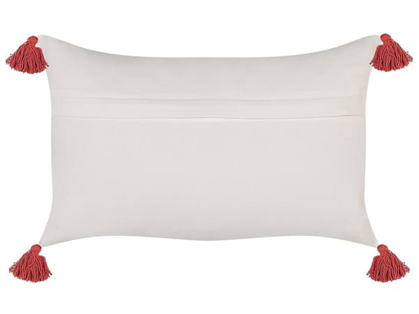 Set med 2 Prydnadskuddar Röd Vit Bomull 30 x 50 cm Geometriskt Mönster Handvävda Avtagbara Överdrag med Fyllning Orientalisk Stil