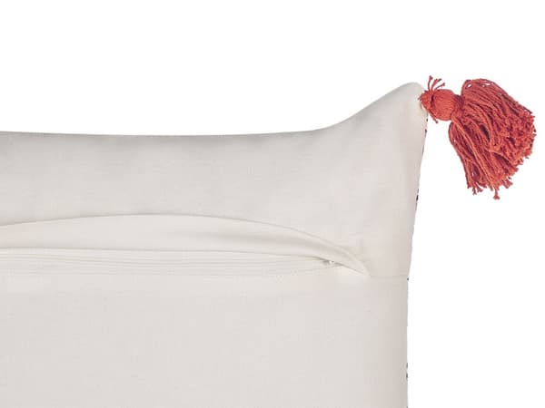 Set med 2 Prydnadskuddar Röd Vit Bomull 30 x 50 cm Geometriskt Mönster Handvävda Avtagbara Överdrag med Fyllning Orientalisk Stil