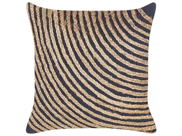 Prydnadskudde Beige Jute 45 x 45 cm Vävd Flätad Bohemisk Dekor Tillbehör Vardagsrum Sovrum