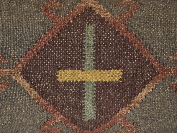 Set med 2 Prydnadskuddar Grön Jute och Ull 35 x 50 cm Orientaliskt Mönster Kelimstil Bleka Färger Vardagsrum Sovrum